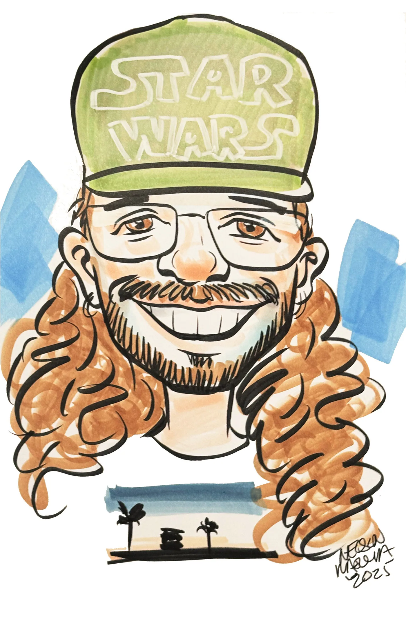Hand-drawn caricature portrait