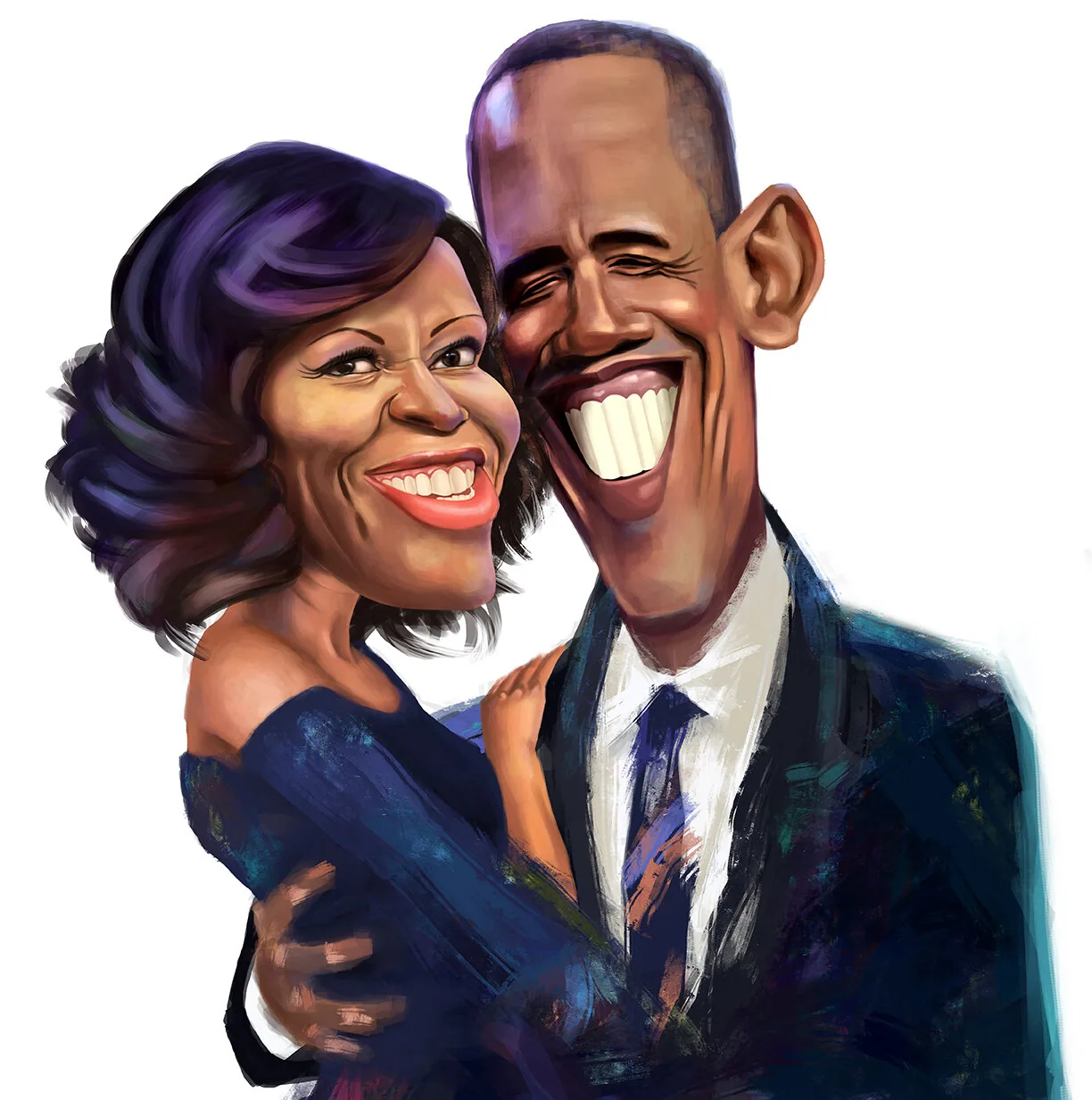 Hand-drawn caricature of Barack Obama