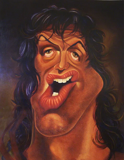 Hand-drawn caricature of Rambo