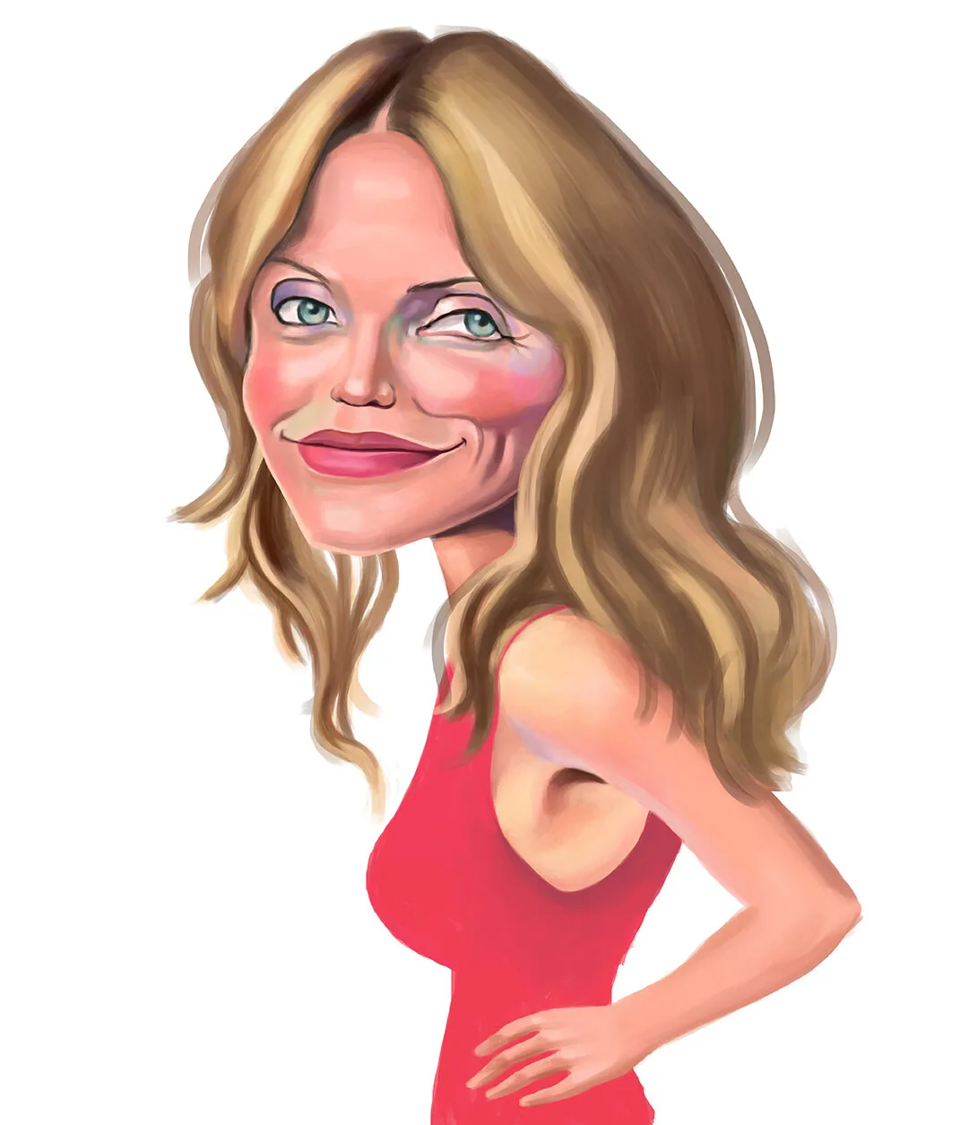 Hand-drawn caricature of Cameron Diaz