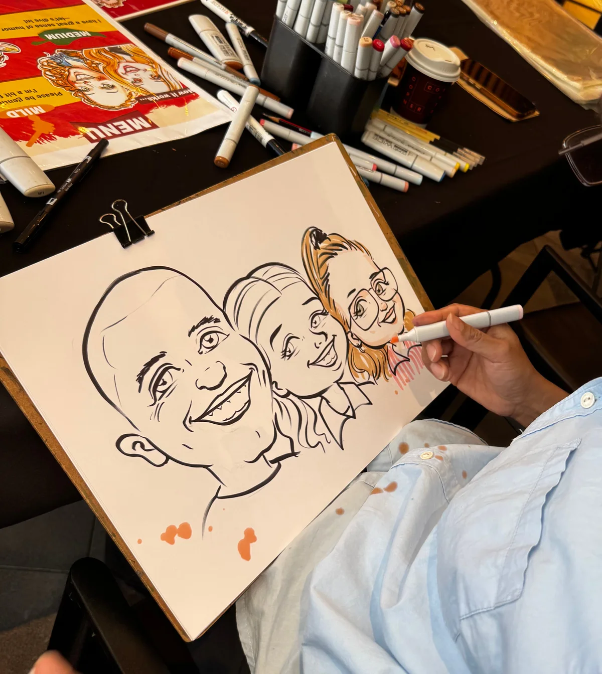 A finished event caricature