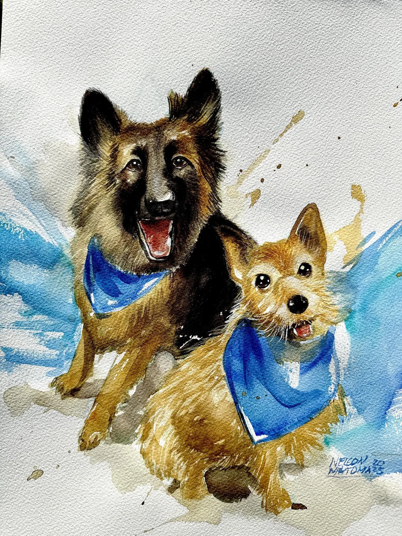 Hand-drawn caricature of a pet