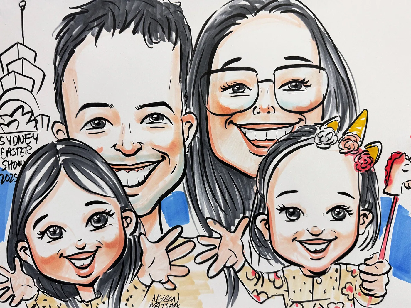 Hand-drawn caricature portrait