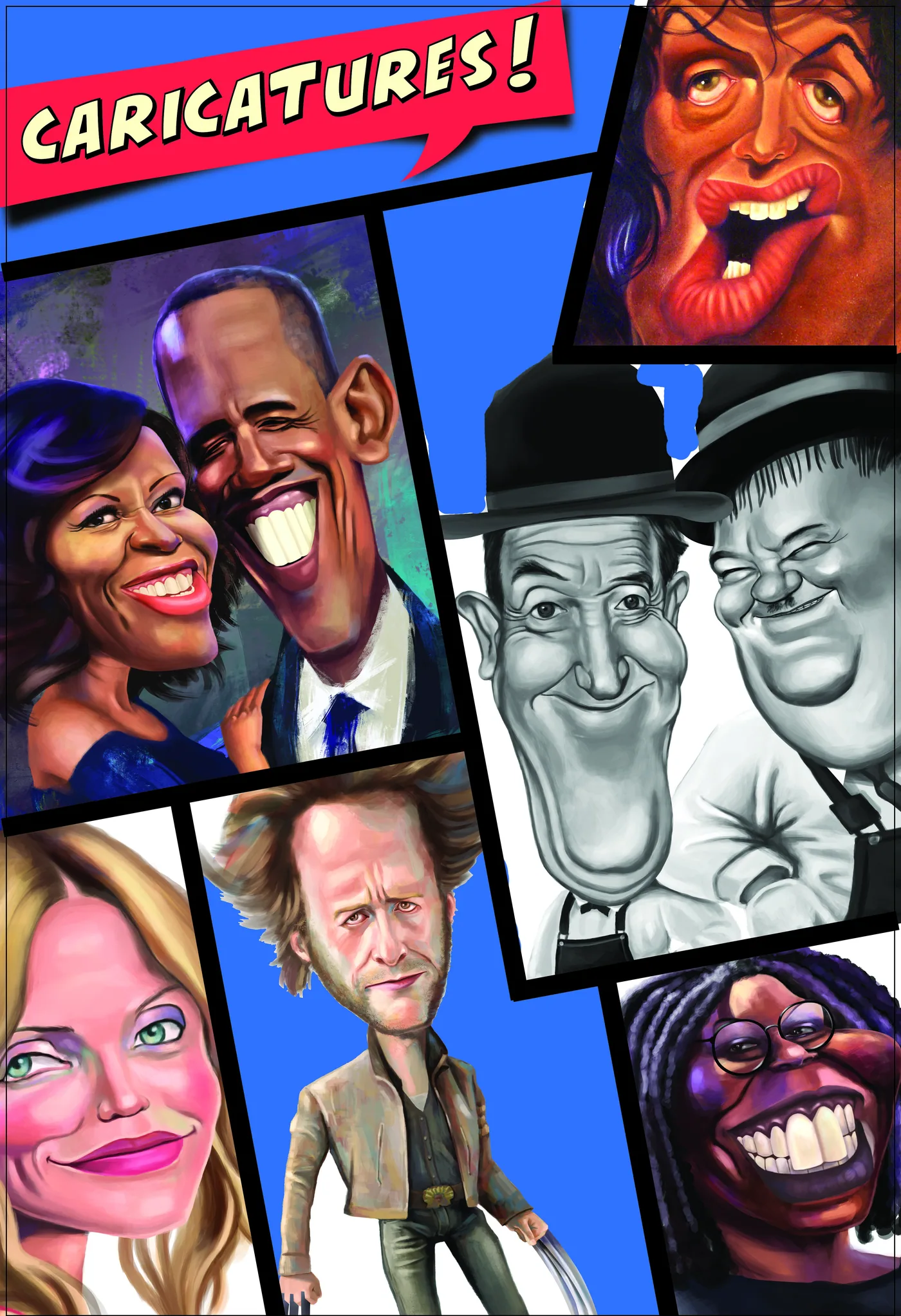 Hand-drawn celebrity caricature