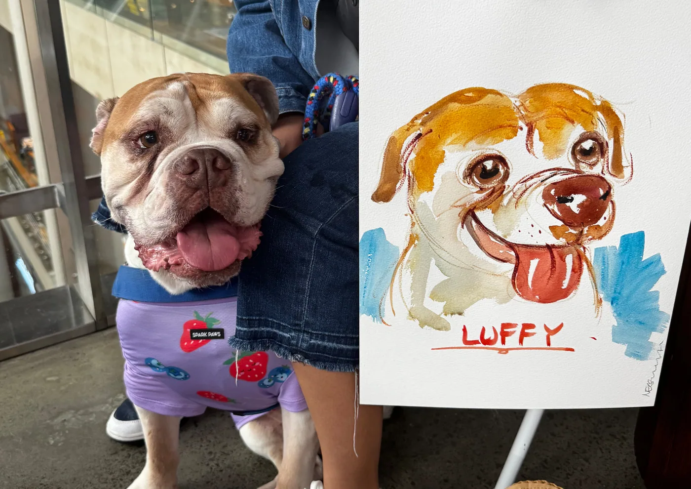 Hand-drawn caricature of a pet
