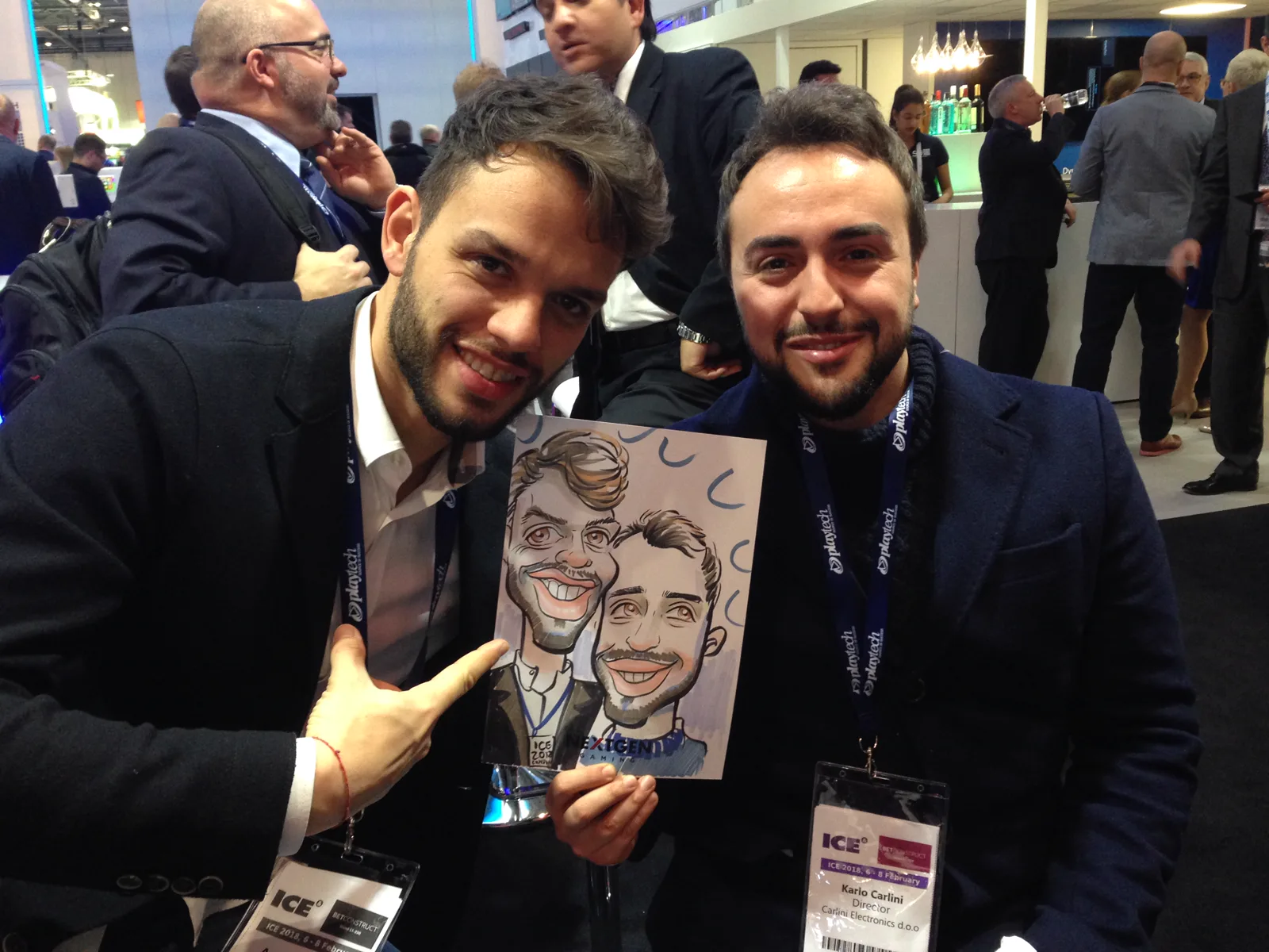 Nelson drawing at a corporate event
