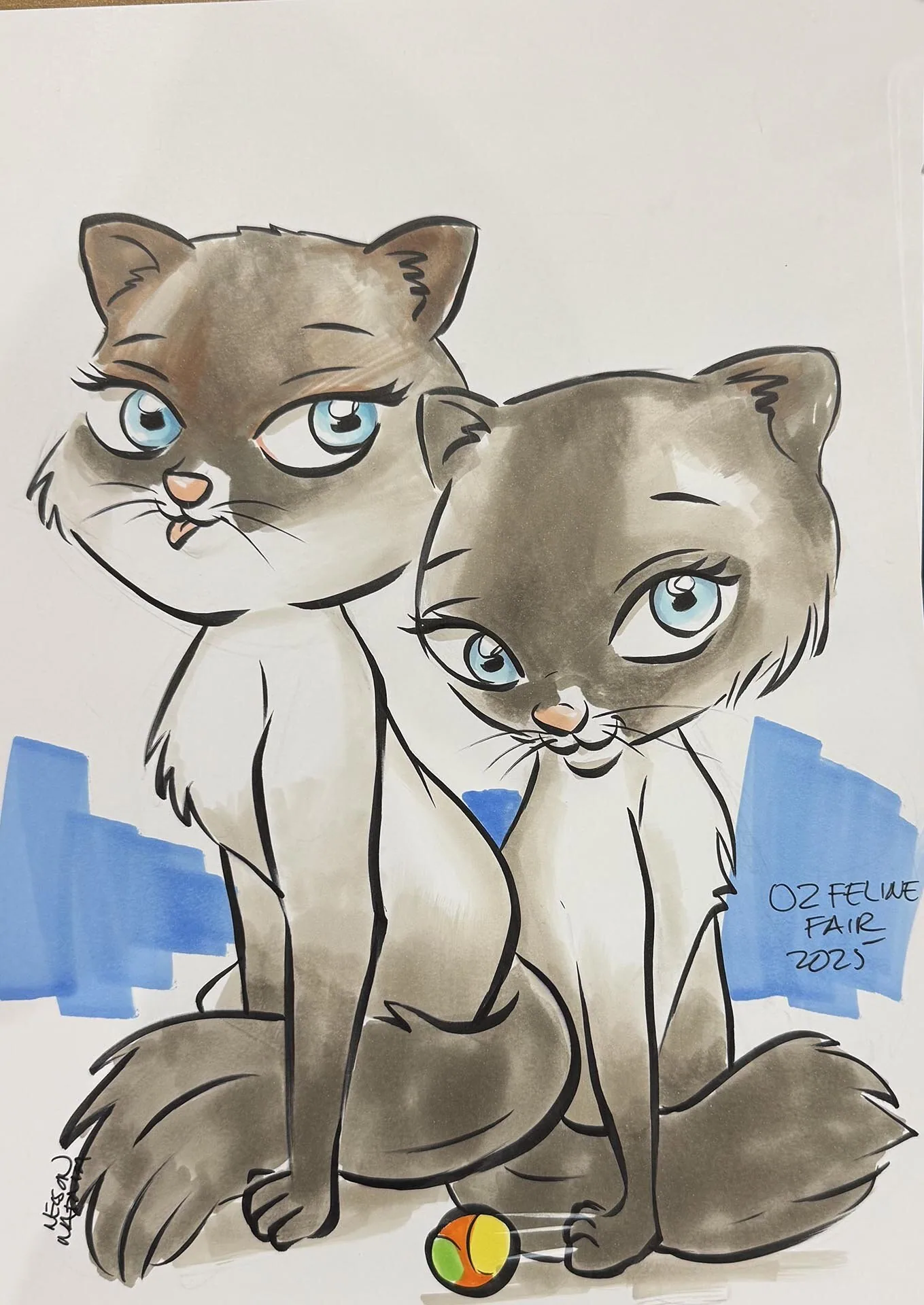 Hand-drawn caricature of a pet