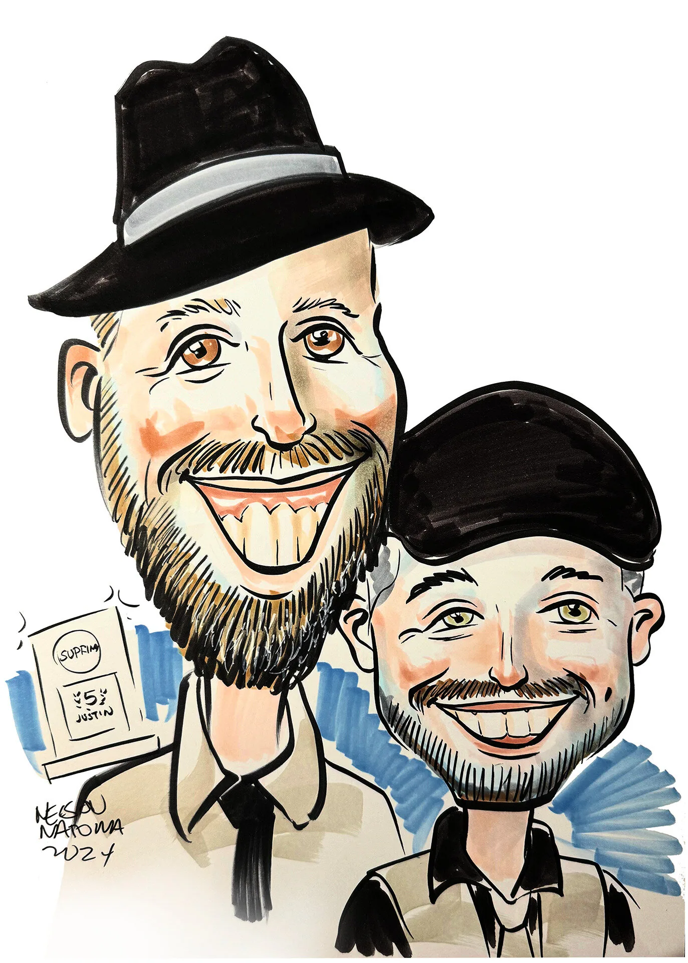 Hand-drawn caricature portrait