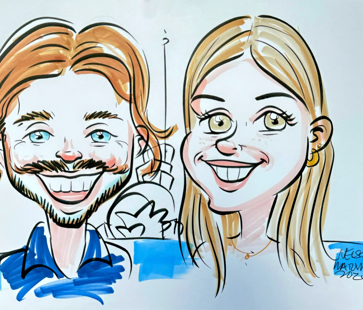 Hand-drawn caricature portrait