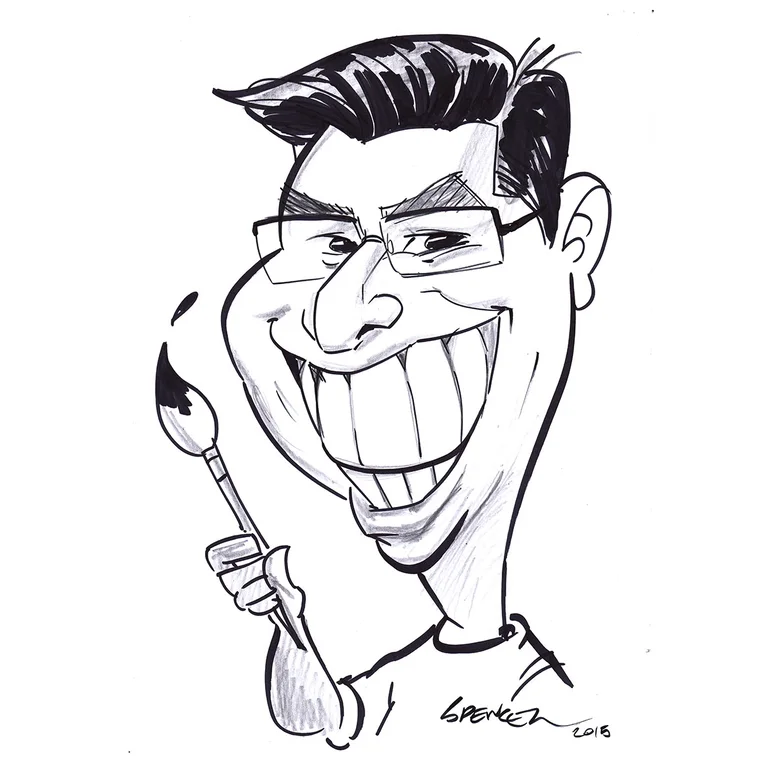 Expressive self-caricature of Nelson Matoma