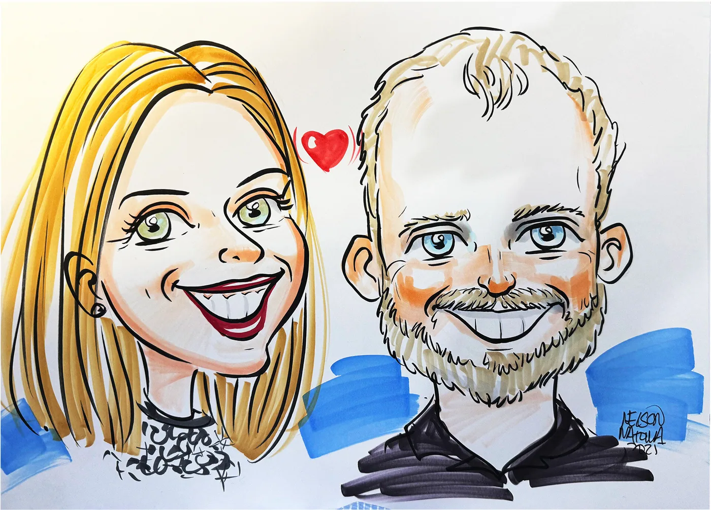 Hand-drawn caricature portrait