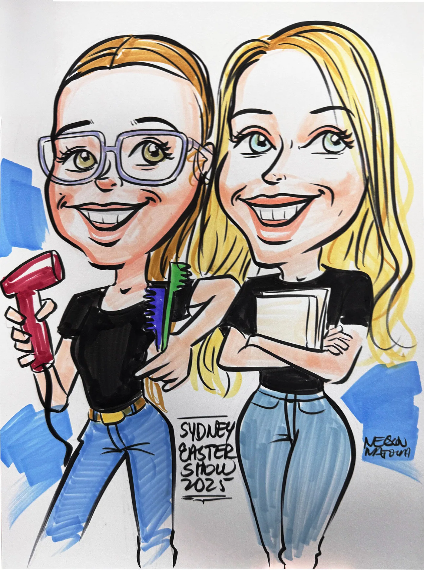 Hand-drawn caricature portrait