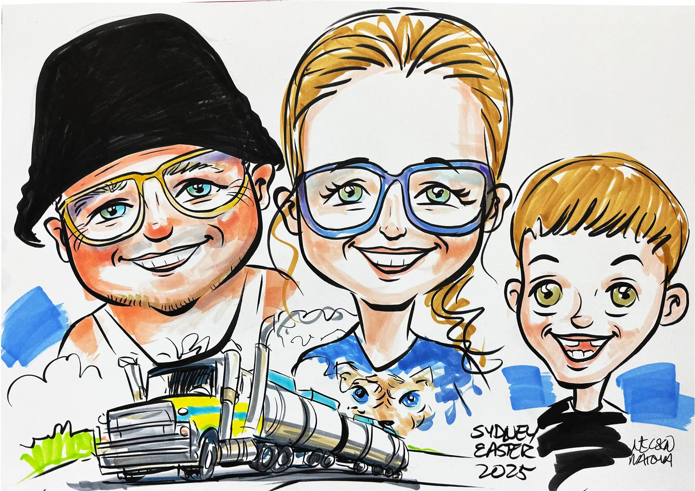 Hand-drawn caricature portrait
