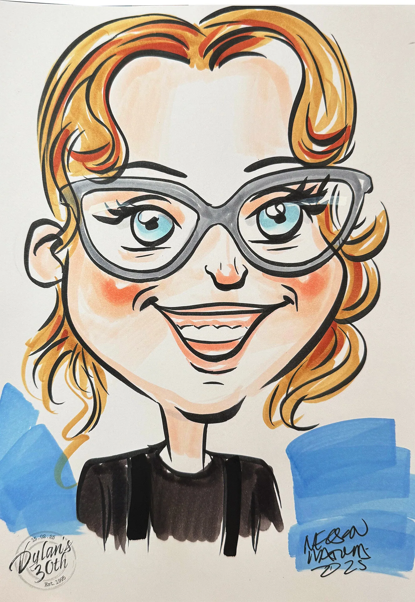 Hand-drawn caricature portrait