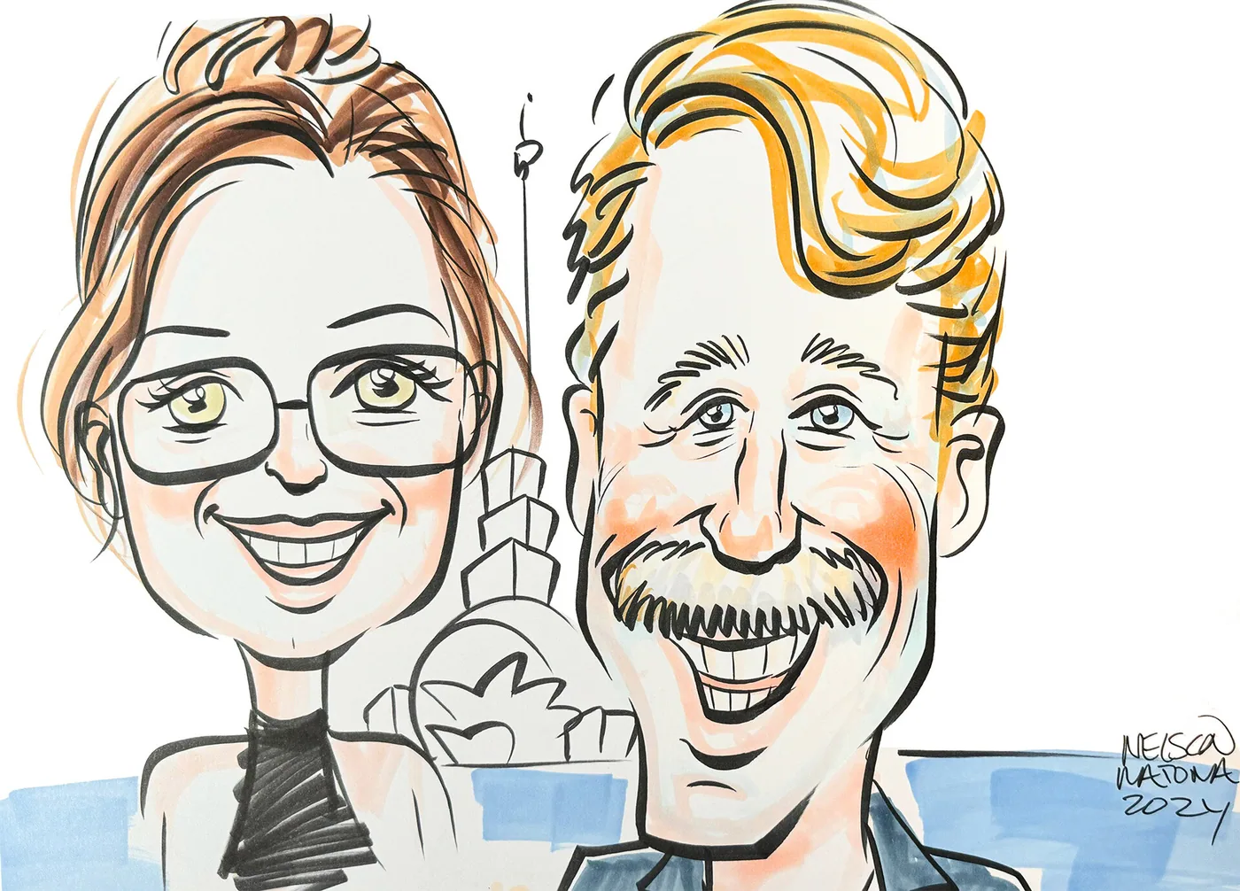 Hand-drawn caricature portrait
