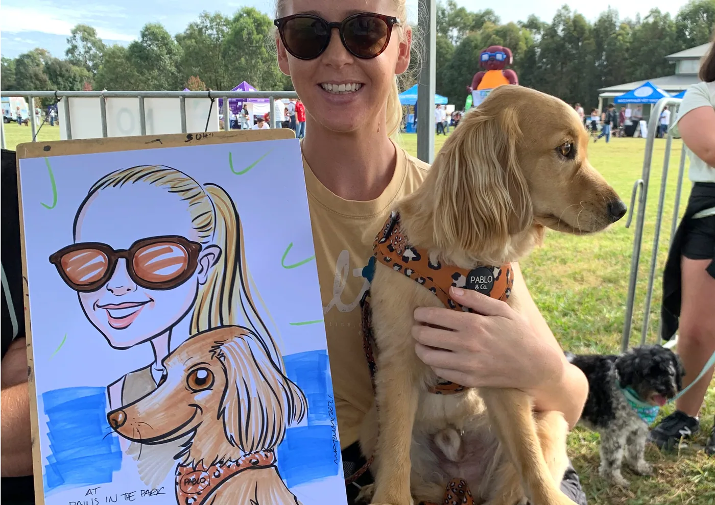 Hand-drawn caricature of a pet