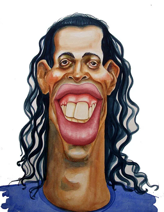 Hand-drawn caricature of Ronaldinho
