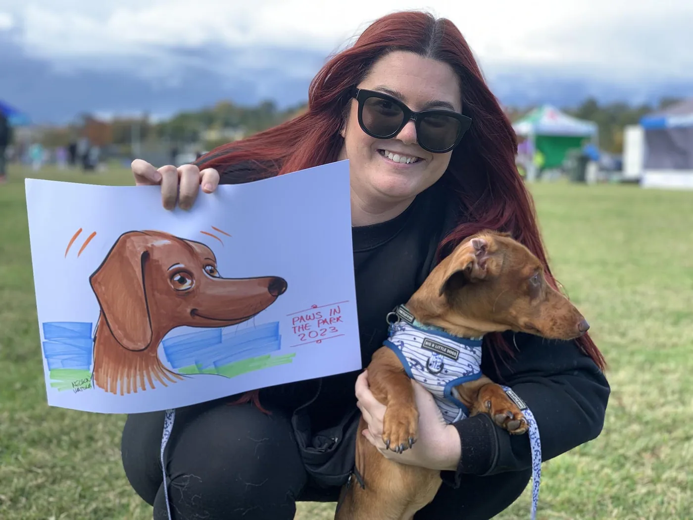 Hand-drawn caricature of a pet