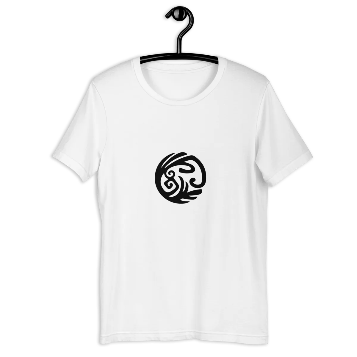 White unisex t-shirt with the Nelson Matoma emblem, front view